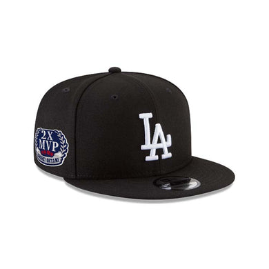 Los Angeles Dodgers New Era MLB 9FIFTY 950 Snapback Cap Hat Black Crown/Visor White Logo Shohei Ohtani 2X MVP Side Patch