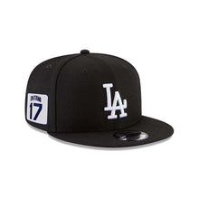 Load image into Gallery viewer, Los Angeles Dodgers New Era MLB 9FIFTY 950 Snapback Cap Hat Black Crown/Visor White Logo Shohei Ohtani 17 Side Patch
