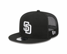 Load image into Gallery viewer, San Diego Padres New Era MLB 9FIFTY 950 Snapback Mesh Trucker Cap Hat Black Crown/Visor White Logo
