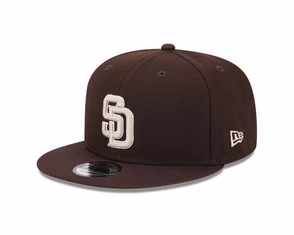San Diego Padres New Era MLB 9FIFTY 950 Snapback Cap Hat Brown Crown/Visor Gray/White Logo