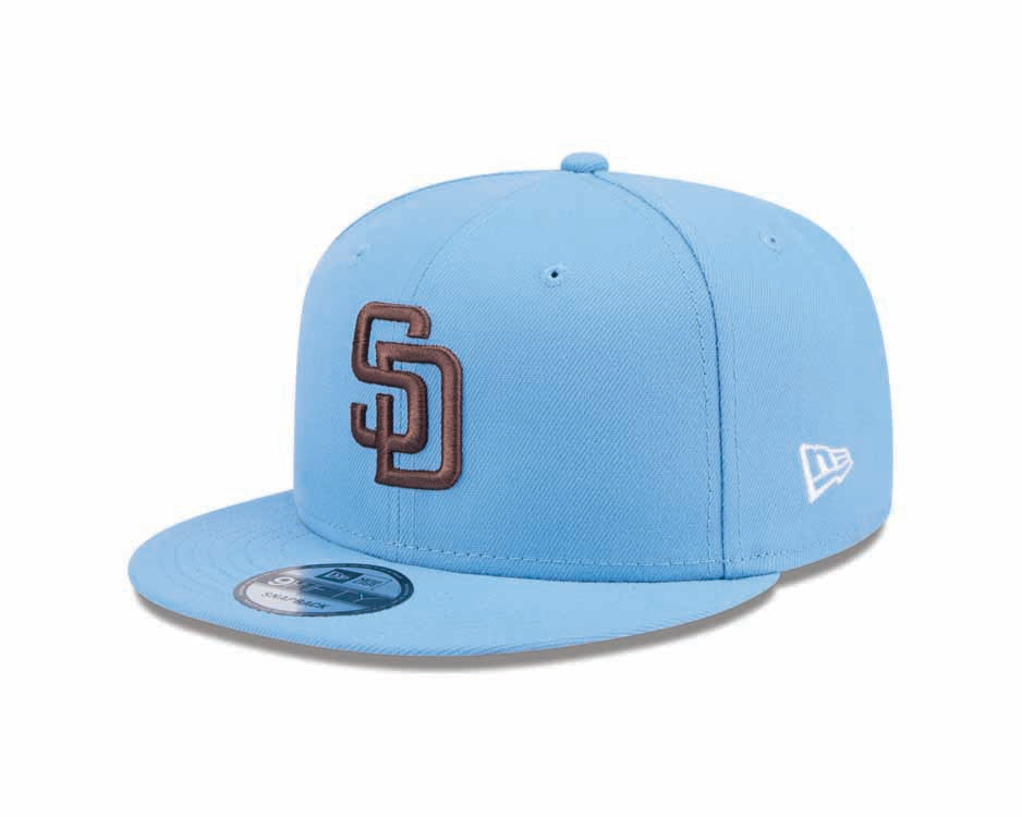 San Diego Padres New Era MLB 9FIFTY 950 Snapback Cap Hat Sky Blue Crown/Visor Brown Logo
