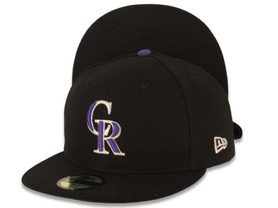 Colorado Rockies New Era MLB 59FIFTY 5950 Fitted Cap Hat Black Crown/Visor Purple/Silver Logo