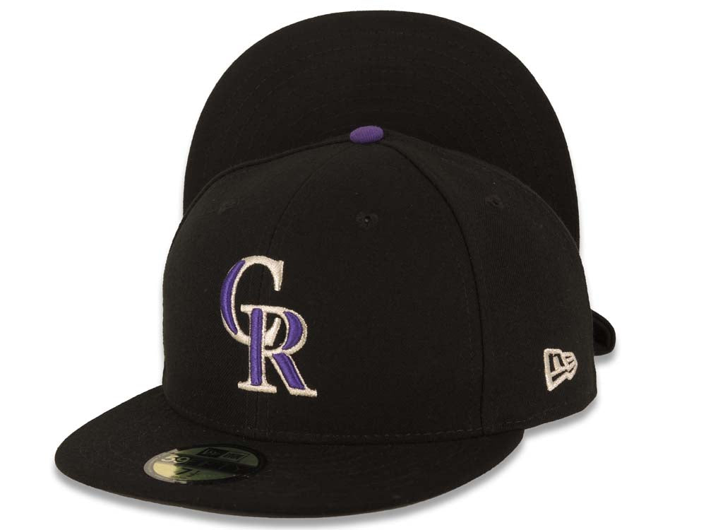 Colorado Rockies New Era MLB 59FIFTY 5950 Fitted Cap Hat Black Crown/Visor Purple/Silver Logo