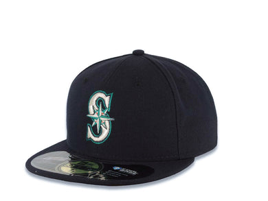 Seattle Mariners New Era MLB 59FIFTY 5950 Fitted Cap Hat Navy Blue Crown/Visor White/Green Logo