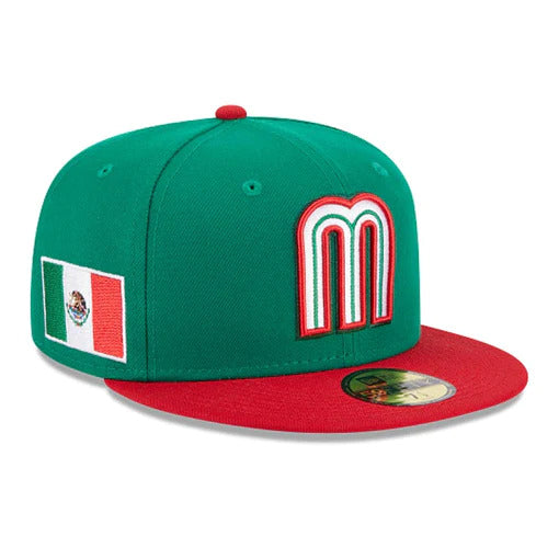 Mexico New Era World Baseball Classic 59Fifty 5950 Fitted Cap Hat Green Crown Red Visor Green/White/Red Logo