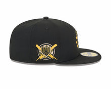 Load image into Gallery viewer, (Youth) San Diego Padres New Era MLB 59FIFTY 5950 Kid Fitted Cap Hat Black Crown/Visor Camo Logo (2024 Armed Forces Day) Olive Green UV
