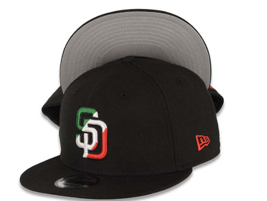 San Diego Padres New Era MLB 9FIFTY 950 Snapback Cap Hat Black Crown/Visor Green/White/Red Logo Gray UV