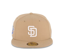 Load image into Gallery viewer, San Diego Padres New Era MLB 59FIFTY 5950 Fitted Cap Hat Khaki Crown/Visor White Logo 1998 World Series Side Patch Gray UV
