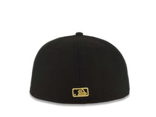 Load image into Gallery viewer, San Diego Padres New Era MLB 59FIFTY 5950 Fitted Cap Hat Black Crown/Visor Metallic Gold Logo With Palm Tree Gray UV
