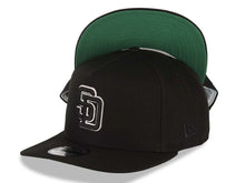 Load image into Gallery viewer, San Diego Padres New Era MLB 9FIFTY 950 Snapback A-Frame Cap Hat Black Crown/Visor Black/White Logo Green UV
