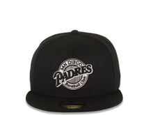 Load image into Gallery viewer, San Diego Padres New Era MLB 59FIFTY 5950 Fitted Cap Hat Black Crown/Visor Black/White Baseball Club Logo Green UV
