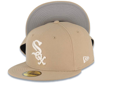 Chicago White Sox New Era MLB 59FIFTY 5950 Fitted Cap Hat Khaki Crown/Visor White Logo Gray UV