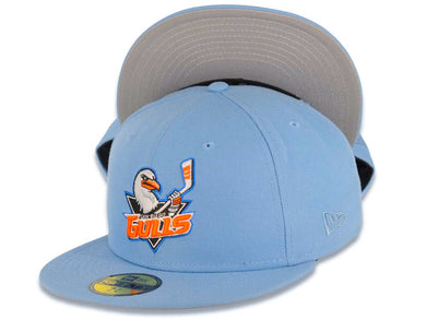 San Diego Gulls New Era NHL 59FIFTY 5950 Fitted Cap Hat Sky Blue Crown/Visor Team Color Logo Gray UV