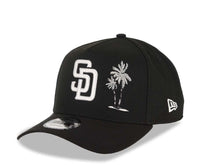 Load image into Gallery viewer, San Diego Padres New Era MLB 9FORTY 940 Adjustable A-Frame Cap Hat Black Crown/Visor White Logo With Palm Tree 1998 World Series Side Patch Gray UV 
