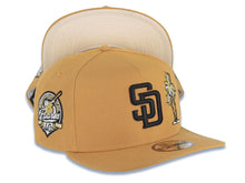 Load image into Gallery viewer, San Diego Padres New Era MLB 9FIFTY 950 Snapback A-Frame Cap Hat Tan Crown/Visor Black Logo With Palm Tree 40th Anniversary Side Patch Wheat UV
