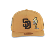 Load image into Gallery viewer, San Diego Padres New Era MLB 9FIFTY 950 Snapback A-Frame Cap Hat Tan Crown/Visor Black Logo With Palm Tree 40th Anniversary Side Patch Wheat UV
