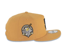 Load image into Gallery viewer, San Diego Padres New Era MLB 9FIFTY 950 Snapback A-Frame Cap Hat Tan Crown/Visor Black Logo With Palm Tree 40th Anniversary Side Patch Wheat UV
