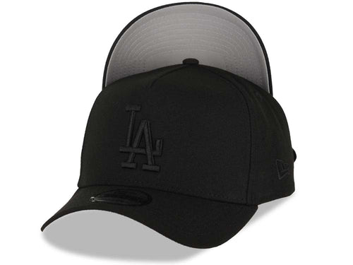 Los Angeles Dodgers New Era MLB 9FORTY 940 Adjustable A-Frame Cap Hat Black Crown/Visor Black Logo Gray UV