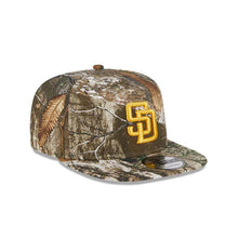 Load image into Gallery viewer, San Diego Padres New Era MLB 9FIFTY 950 A-Frame Snapback Cap Hat Real Tree Edge Camo Crown/Visor Yellow Logo Gray UV
