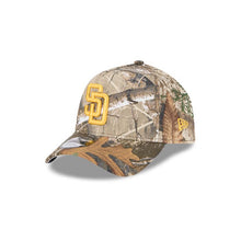 Load image into Gallery viewer, San Diego Padres New Era MLB 9FORTY 940 Adjustable A-Frame Cap Hat Real Tree Edge Camo Crown/Visor Yellow Logo
