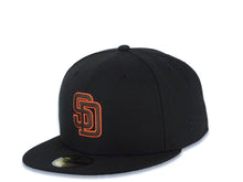 Load image into Gallery viewer, San Diego Padres New Era MLB 59FIFTY 5950 Fitted Cap Hat Black Crown/Visor Brown/Orange Logo Batterman Batty Side Patch Green UV
