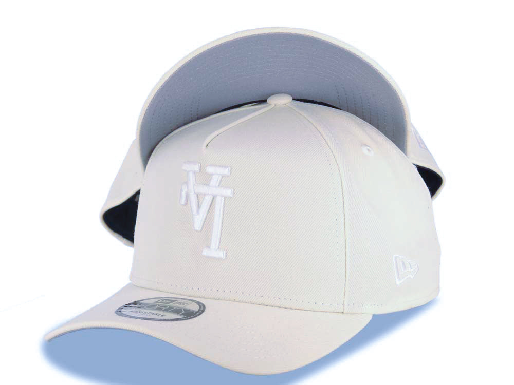 Los Angeles Dodgers New Era MLB 9FORTY 940 Adjustable A-Frame Cap Hat Cream Crown/Visor White Logo Gray UV