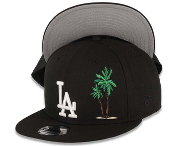 Los Angeles Dodgers New Era MLB 9FIFTY 950 Snapback Cap Hat Black Crown/Visor White Logo With Palm Gray UV