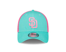 Load image into Gallery viewer, (City Connect) San Diego Padres New Era MLB 39THIRTY 3930 Flexfit Mesh/Trucker Cap Hat Teal/Magenta Crown Teal Visor Pink Logo
