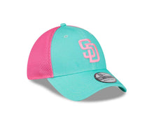 Load image into Gallery viewer, (City Connect) San Diego Padres New Era MLB 39THIRTY 3930 Flexfit Mesh/Trucker Cap Hat Teal/Magenta Crown Teal Visor Pink Logo
