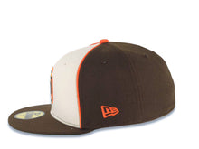 Load image into Gallery viewer, San Diego Padres New Era MLB 59FIFTY 5950 Fitted Cap Hat Cream/Brown Crown Brown Visor Brown/Yellow/Orange Logo 25th Anniversary Side Patch Green UV
