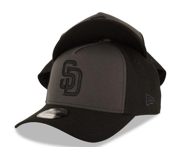 San Diego Padres New Era MLB 9FORTY 940 Adjustable A-Frame Cap Hat Dark Gray/Black Crown Black Visor Black Logo