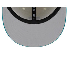 Load image into Gallery viewer, Seattle Mariners New Era MLB 9FIFTY 950 Snapback Cap Hat White/Navy Blue Crown Teal Visor Team Color Logo (2024 Batting Practice)
