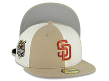 Load image into Gallery viewer, San Diego Padres New Era MLB 59FIFTY 5950 Fitted Cap Khaki/Cream Alternating Panel Crown Khaki Visor Metallic Red Logo 40th Anniversary Side Patch
