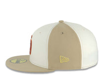 Load image into Gallery viewer, San Diego Padres New Era MLB 59FIFTY 5950 Fitted Cap Khaki/Cream Alternating Panel Crown Khaki Visor Metallic Red Logo 40th Anniversary Side Patch
