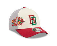 Load image into Gallery viewer, Dominican Republic New Era 9FORTY 940 Adjustable M-Crown Cap Hat Cream/Gray Crown Maroon Visor Maroon/Green Logo Gray UV (Latin Embroidery)
