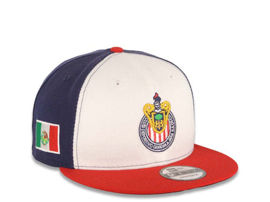 Chivas De Guadalajara New Era Liga MX 9FIFTY 950 Snapback Cap Hat White/Navy Blue Crown Red Visor Team Color Logo