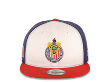 Load image into Gallery viewer, Chivas De Guadalajara New Era Liga MX 9FIFTY 950 Snapback Cap Hat White/Navy Blue Crown Red Visor Team Color Logo
