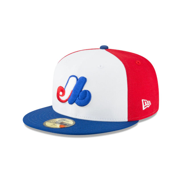 Montreal Expos New Era MLB 59FIFTY 5950 Fitted Cap Hat White/Red Crown Royal Blue Visor Red/White/Royal Blue Logo