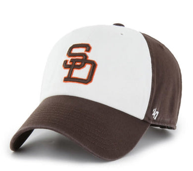 San Diego Padres '47 Brand MLB Clean Up Adjustable Cap Hat White/Brown Crown Brown Visor Brown/Orange Cooperstown Logo