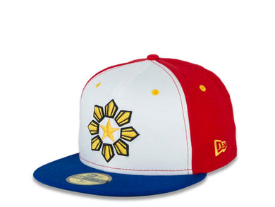 (Youth) Philippines New Era WBC 59FIFTY 5950 Fitted Cap Hat White/Red Crown Royal Blue Visor Yellow/Black Logo