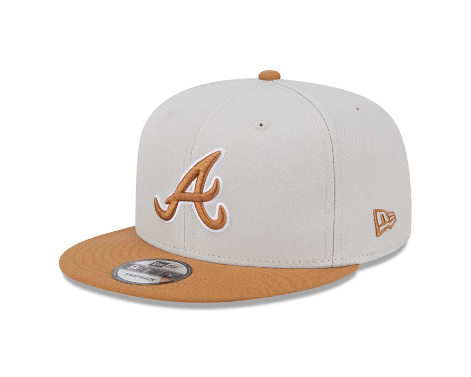 Atlanta Braves New Era MLB 9FIFTY 950 Snapback Cap Hat Stone Crown Light Brown Visor Light Brown/White Logo Gray UV (Color Pack)