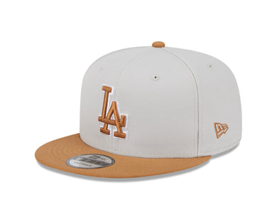 Los Angeles Dodgers New Era MLB 9FIFTY 950 Snapback Cap Hat Stone Crown Light Brown Visor Light Brown/White Logo Gray UV (Color Pack)