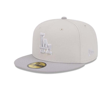 Los Angeles Dodgers New Era MLB 59FIFTY 5950 Fitted Cap Hat Stone Crown Gray Visor Gray/White Logo Gray UV ( Color Pack)