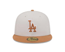 Load image into Gallery viewer, Los Angeles Dodgers New Era MLB 59FIFTY 5950 Fitted Cap Hat Stone Crown Light Brown Visor Light Brown/White Logo Gray UV (Color Pack)
