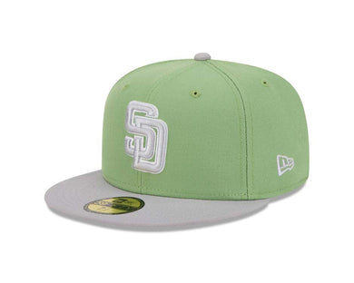 San Diego Padres New Era MLB 59FIFTY 5950 Fitted Cap Hat Light Green Crown Gray Visor Gray/White Logo Gray UV ( Color Pack)