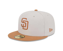 Load image into Gallery viewer, (Youth) San Diego Padres New Era MLB 59FIFTY 5950 Fitted Cap Hat Stone Crown Light Brown Visor Light Brown/White Logo Gray UV (Color Pack)
