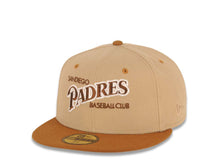 Load image into Gallery viewer, San Diego Padres New Era MLB 59FIFTY 5950 Fitted Cap Hat Khaki Crown Brown Visor Brown/White Baseball Club Logo Petco Park 20 Years Side Patch Gray UV
