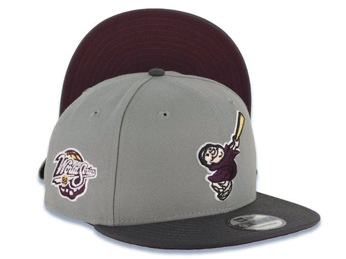 San Diego Padres New Era MLB 9FIFTY 950 Snapback Cap Hat Gray Crown Dark Gray Visor Maroon Logo 1998 World Series Side Patch Maroon UV