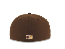 Load image into Gallery viewer, San Diego Padres New Era MLB 59FIFTY 5950 Fitted Cap Hat Brown Crown Dark Brown Visor Brown/Yellow Swinging Friar Logo Petco Park 20 Years Side Patch
