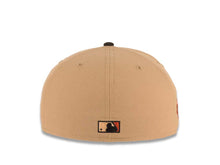 Load image into Gallery viewer, San Diego Padres New Era MLB 59FIFTY 5950 Fitted Cap Hat Khaki Crown Black Visor Peach/Metallic Brown/Black Logo 1984 World Series Side Patch
